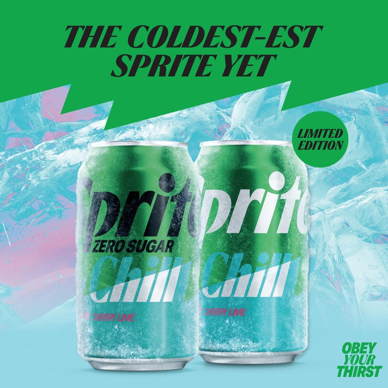 Sprite® Chill Zero Sugar Cherry Lime Natural Flavor Soda Soft Drink Cans, 12 fl oz, 12 Pack - Image 2